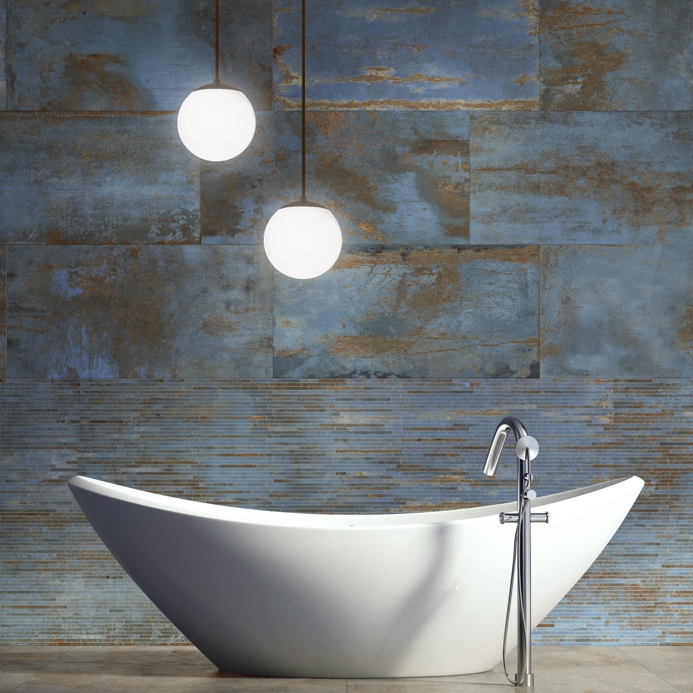 Porcelánico Efecto Metal Oxidado Azul 60X60 - Efbe059